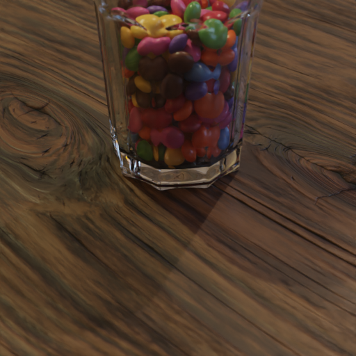 Glass with chocolate beans with offset view