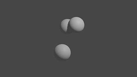 First three rendered particles